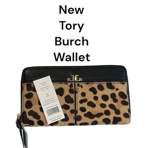 🔥New-Tory Burch Ivy Leopard Zip Contentnental Wallet(originally$2…